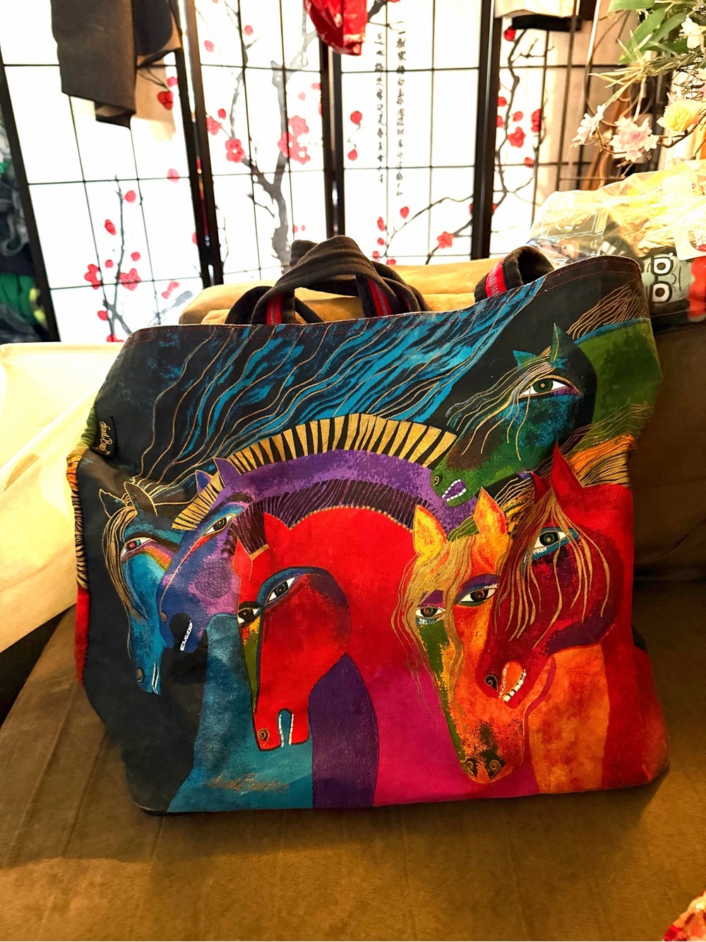Colorful Artistic Horse Print Tote Bag - Multicolor